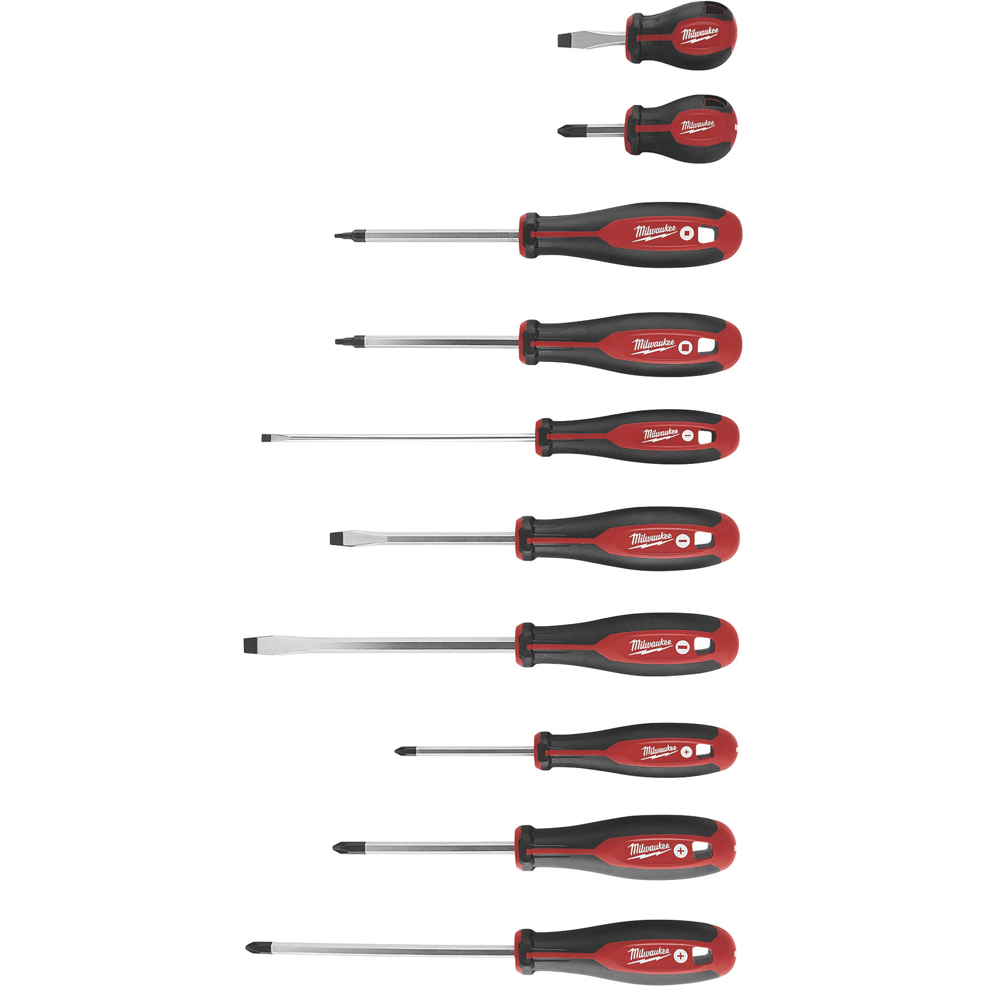 Milwaukee Screwdrivers with Magnetic Tips, 10-Pc. Set, Model# 48-22-2710